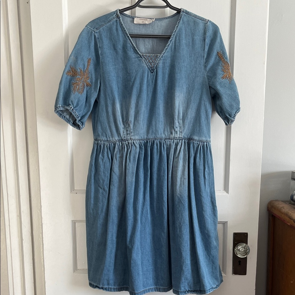 Cream Denim Dress